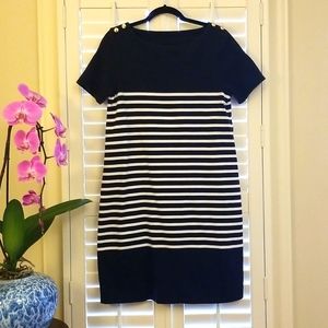 Worth Pima Cotton Navy White Stripe Dress